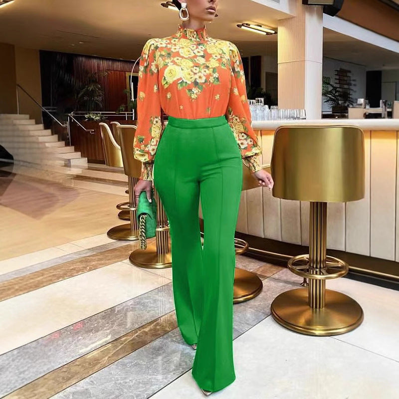 Hot Selling Casual Pants New Fashionable Slim Fit High Waist Wide Leg Women's Pants