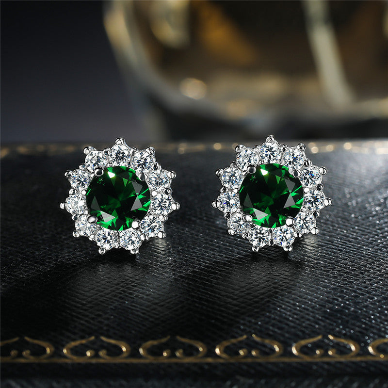 Snowflake Diamond Zircon Stud Earrings Fashion Simple Women