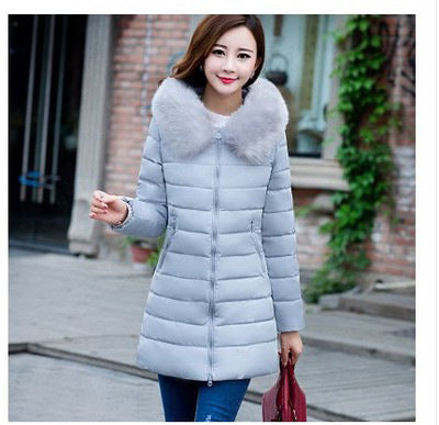 Fur collar mid-length thick down cotton