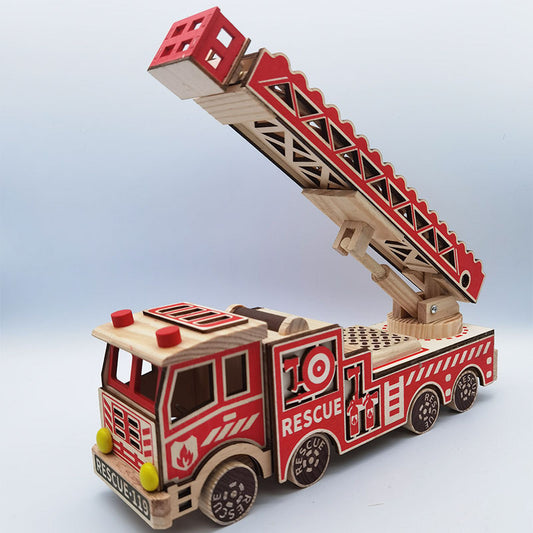 Wooden Fire Fighting Recovery Vehicle Adjustable Toy