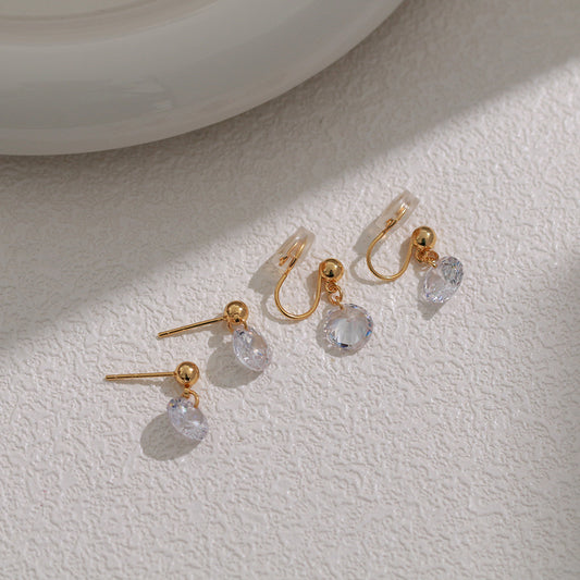 South Korea Elegant Zircon Super Simple Temperament S925 Silver Ear Studs Earrings Female