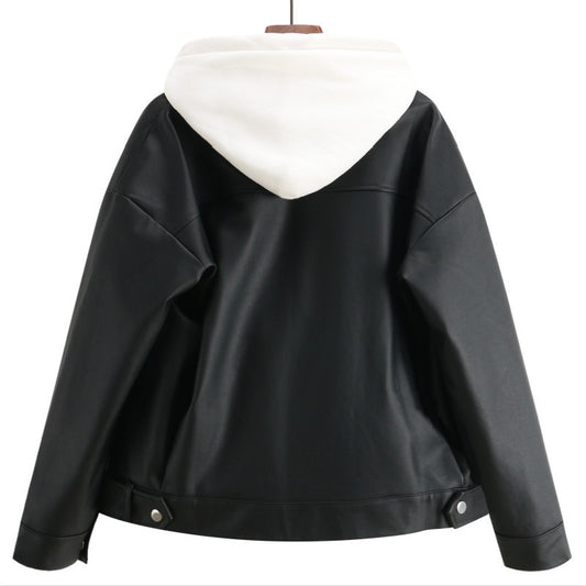 Loose student motorcycle leather jacket