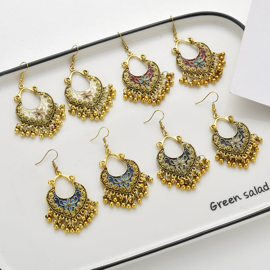 Environmentally Friendly Alloy Ethnic Style Bell Tassel Earrings