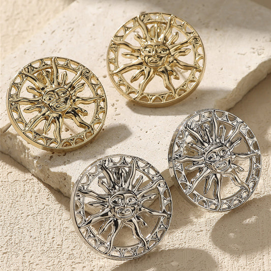 Geometric Round Sun Goddess Alloy Daily Commuter Earrings