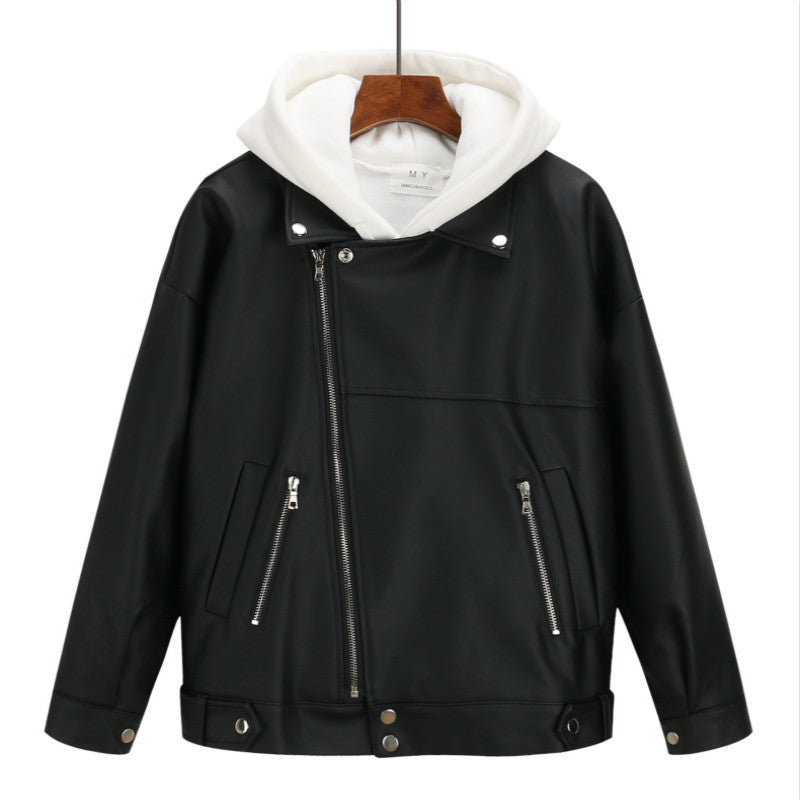 Loose student motorcycle leather jacket
