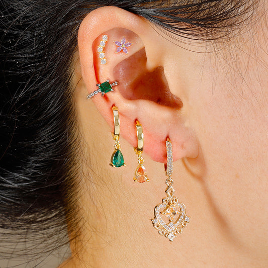 Micro Inlaid Zircon Earrings Copper Inlaid Multi-color Zircon