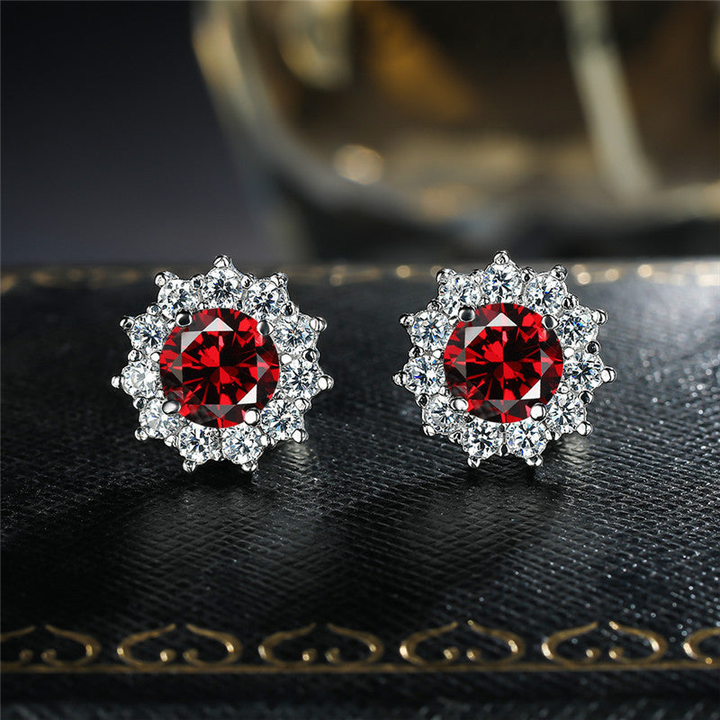 Snowflake Diamond Zircon Stud Earrings Fashion Simple Women