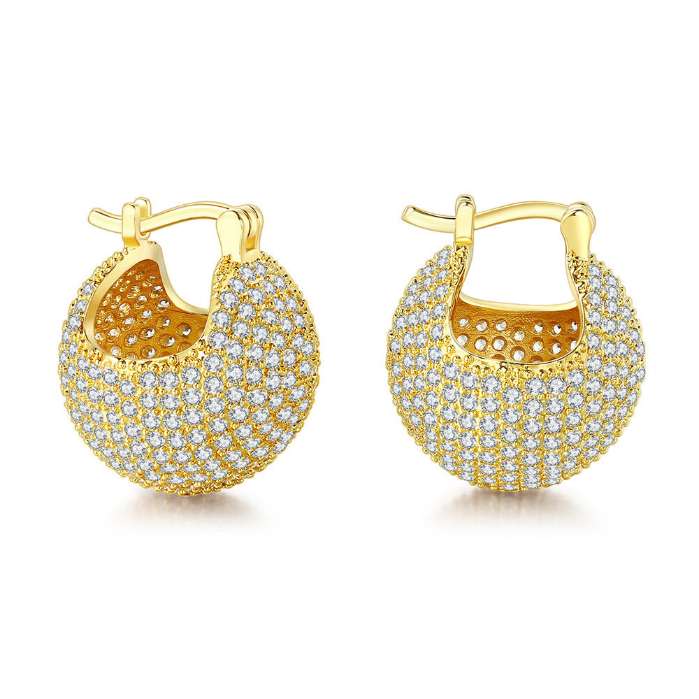 Micro Inlaid Zirconium Ball Copper-plated Gold Ear Clip