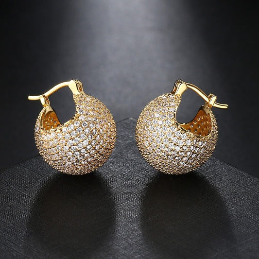 Micro Inlaid Zirconium Ball Copper-plated Gold Ear Clip
