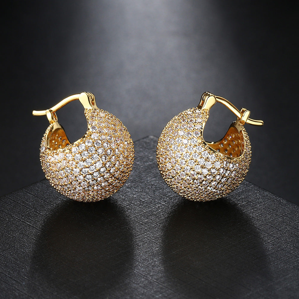 Micro Inlaid Zirconium Ball Copper-plated Gold Ear Clip