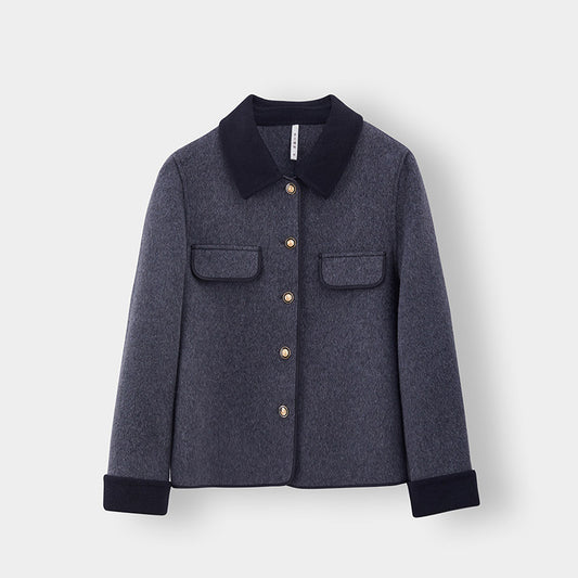 Contrast Color Lapels Sweet Style Short Double-sided