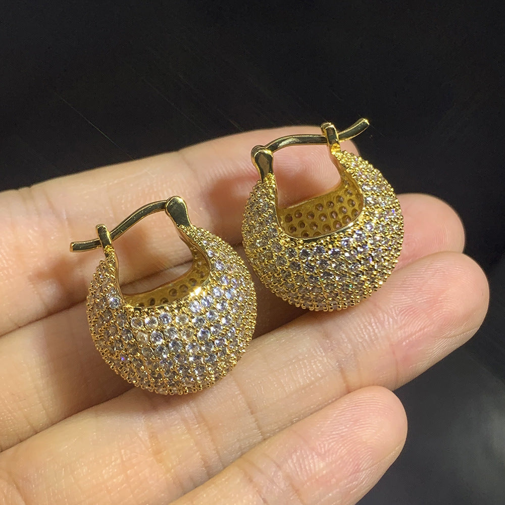 Micro Inlaid Zirconium Ball Copper-plated Gold Ear Clip