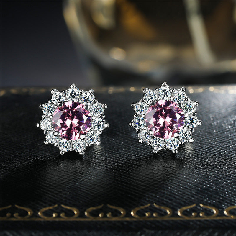 Snowflake Diamond Zircon Stud Earrings Fashion Simple Women