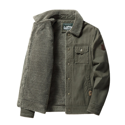 Fleece-lined Thickened Casual Fashion Polo Collar Men's Jacket