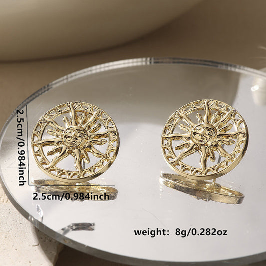 Geometric Round Sun Goddess Alloy Daily Commuter Earrings