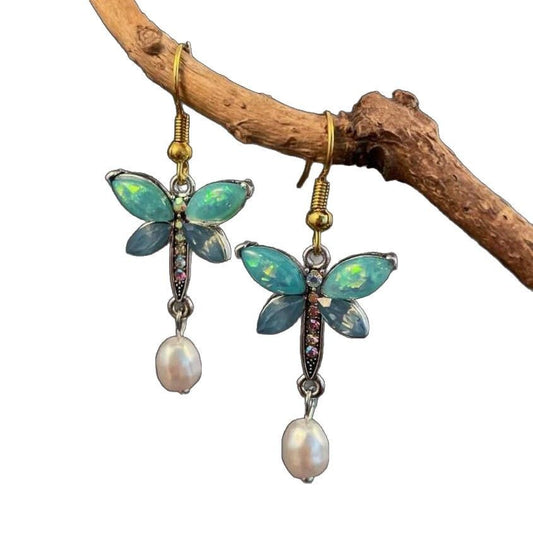 European And American Fashion Vintage Antique Flower Butterfly Earrings Match With Hanfu Long Fringe