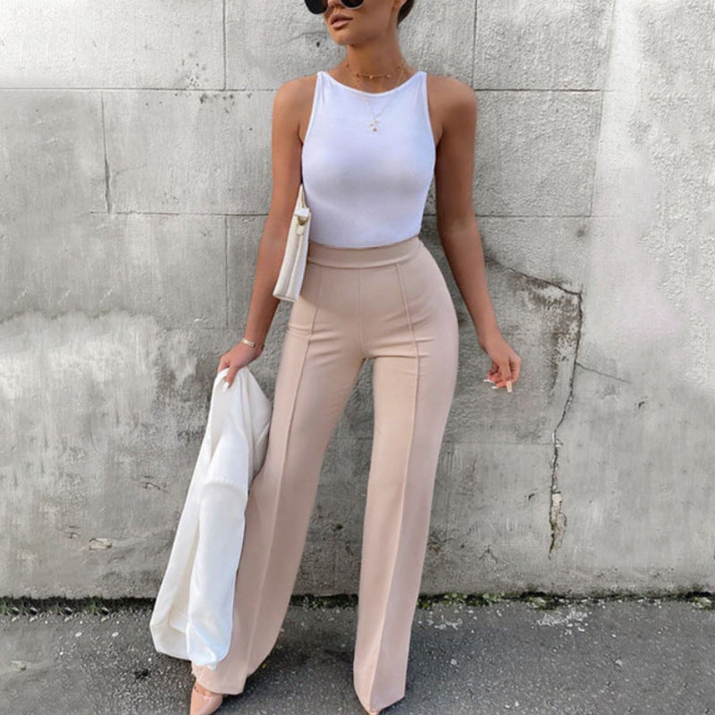 Hot Selling Casual Pants New Fashionable Slim Fit High Waist Wide Leg Women's Pants
