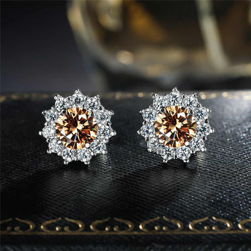 Snowflake Diamond Zircon Stud Earrings Fashion Simple Women