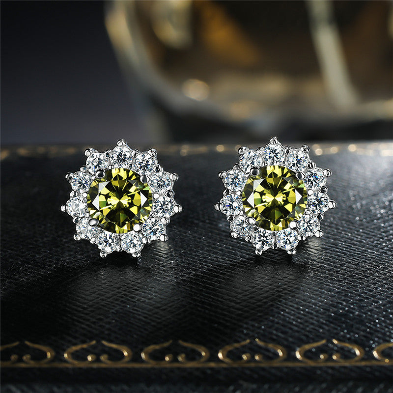 Snowflake Diamond Zircon Stud Earrings Fashion Simple Women