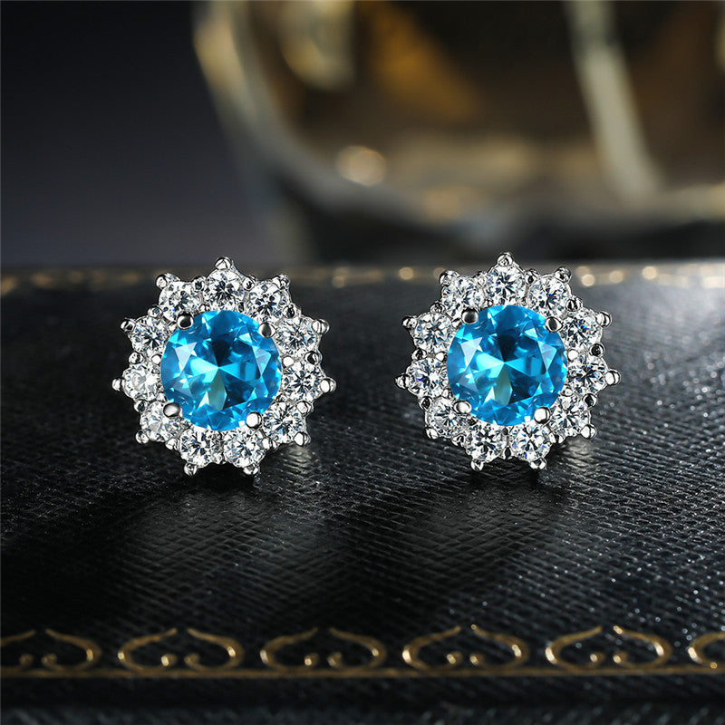 Snowflake Diamond Zircon Stud Earrings Fashion Simple Women