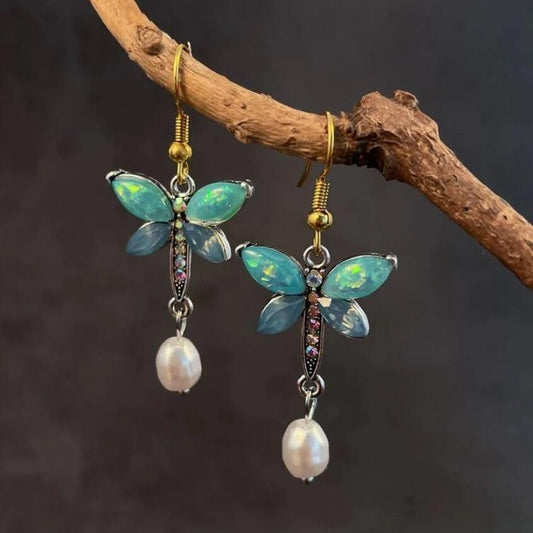 European And American Fashion Vintage Antique Flower Butterfly Earrings Match With Hanfu Long Fringe